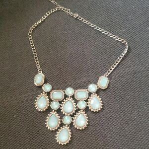 Source Unknown Aqua Teardrop Statement Necklace with Silver-tone Accents